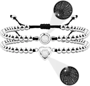 100 Languages I LOVE YOU Projection Bracelet for Men and Women, Valentine's Day Stainless steel eternal Personalized ID Bracelets Gift for Friendship Men and Women