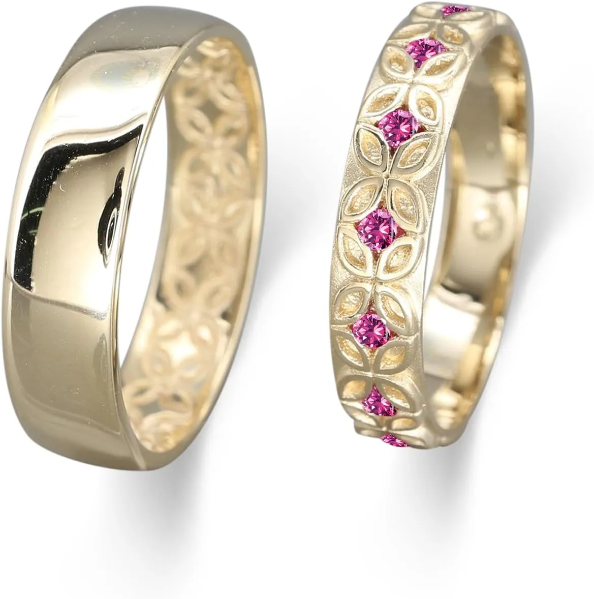 10K 14K 18K Solid Gold Couple Ring Set - 925 Sterling Silver Couple Wedding Rings Set - Anniversary Engagement Valentine's Day Matching Bands Gift for Women and Men - Free Engraving