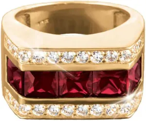 10K 14K 18K Solid Yellow Gold Garnet Ring for Men Ruby Men's Engagement Wedding Anniversary Ring Size 4 to 16