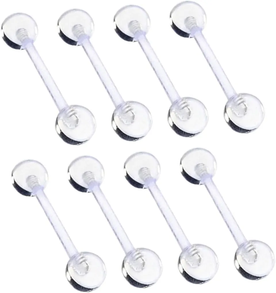 12 Pack Tongue Ring Studs Acrylic Soft Rod Jewelry Industrial Barbell for Piercing Tragus Tongue Cartilage Earring Lip