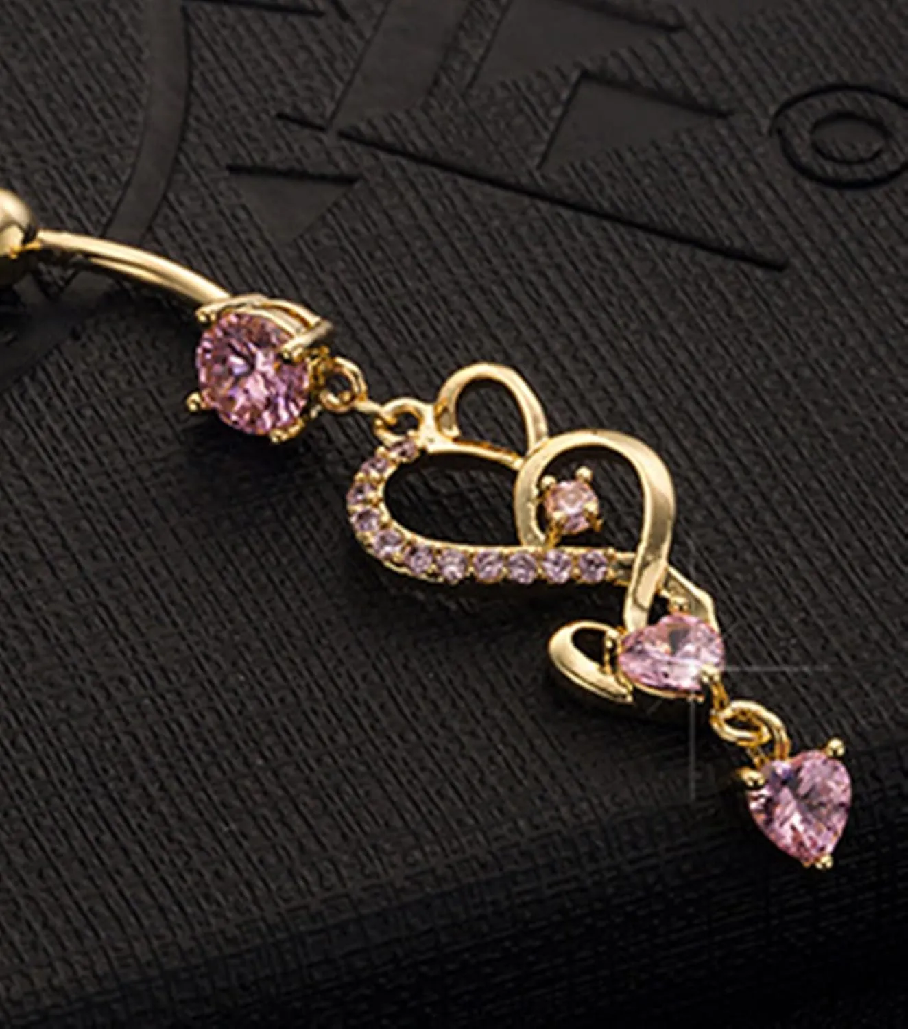 14 Gauge Belly Button Rings Dangle, Surgical Stainless Steel Dangle Navel Rings Heart Hollow