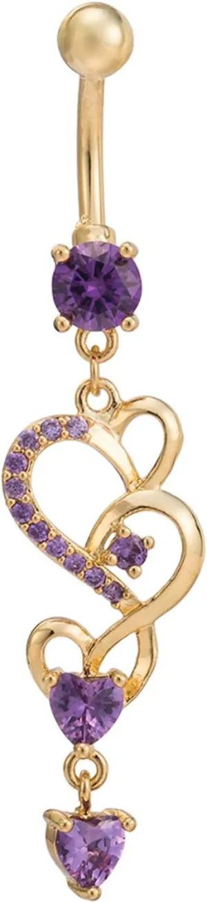 14 Gauge Belly Button Rings Dangle, Surgical Stainless Steel Dangle Navel Rings Heart Hollow