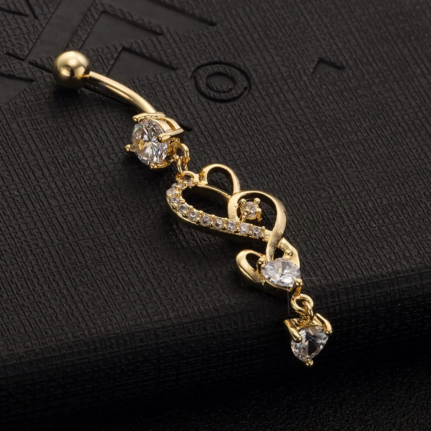 14 Gauge Belly Button Rings Dangle, Surgical Stainless Steel Dangle Navel Rings Heart Hollow