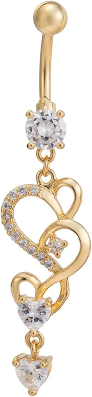14 Gauge Belly Button Rings Dangle, Surgical Stainless Steel Dangle Navel Rings Heart Hollow