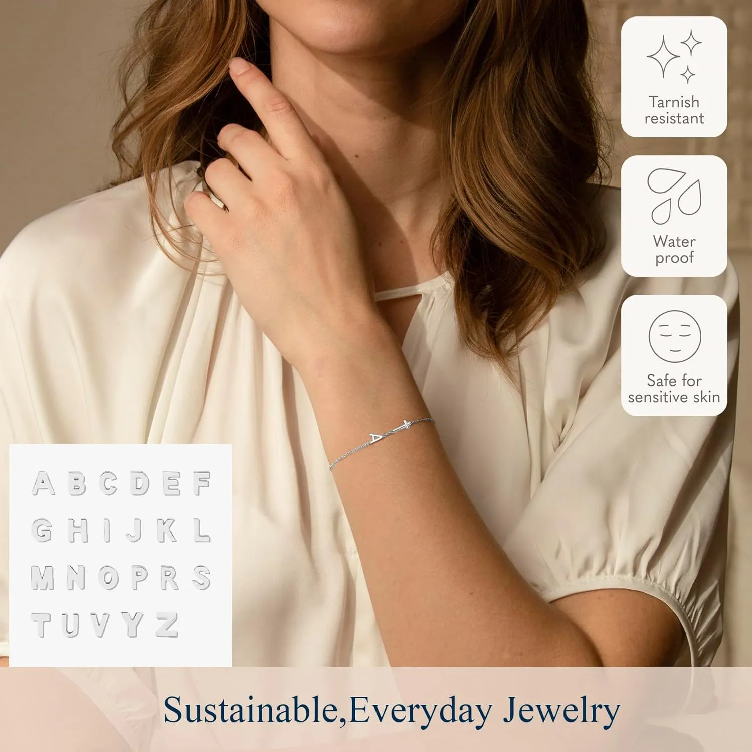 14K Gold Filled Initial Cross Bracelet,Sterling Silver Cross Bracelet Minimalist Tiny A-Z Letter Gold Chain Bracelet For Women Dainty Cross Jewelry Christian Gifts