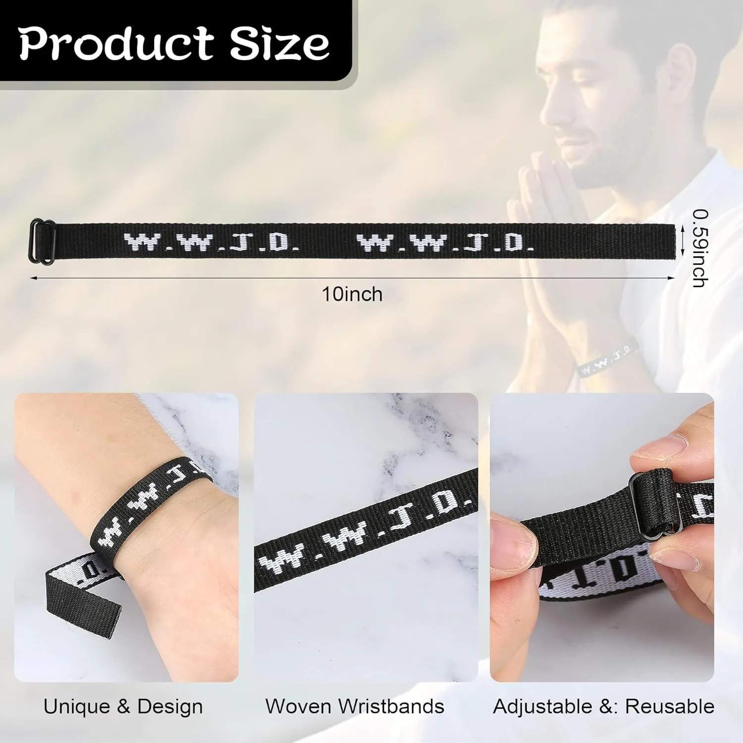 14PCS WWJD Christian Bracelet Pack for Women Men, WWJD Bracelets Bulk Christian Jesus Gifts Adjustable Wristbands - What Would Jesus Do Bracelet