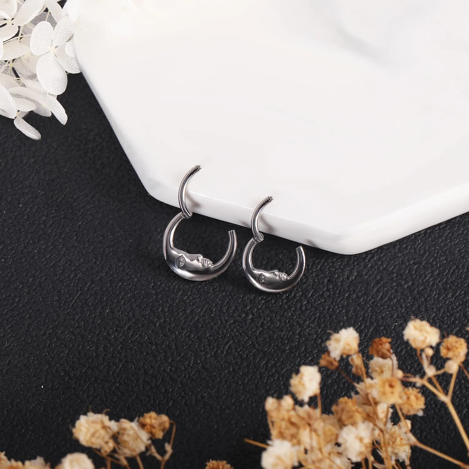 16G 8mm/10mm Nose Rings Hoops Surgical Steel Septum Rings Hoops Hinged Segment Nose Cartilage Clicker Hoop Earrings Piercing Rings for Piercing Rings for Women Men Gold Silver