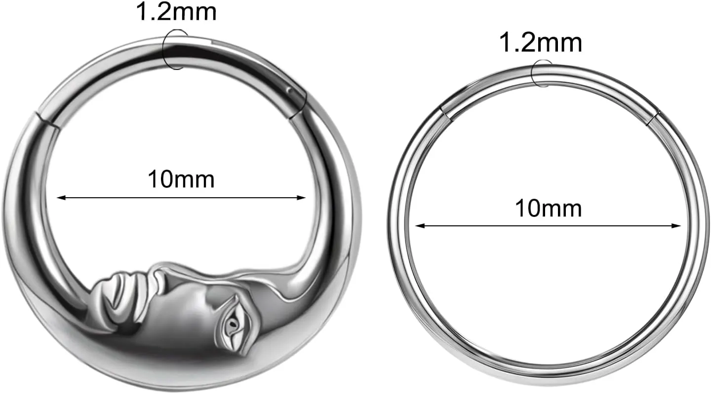 16G 8mm/10mm Nose Rings Hoops Surgical Steel Septum Rings Hoops Hinged Segment Nose Cartilage Clicker Hoop Earrings Piercing Rings for Piercing Rings for Women Men Gold Silver