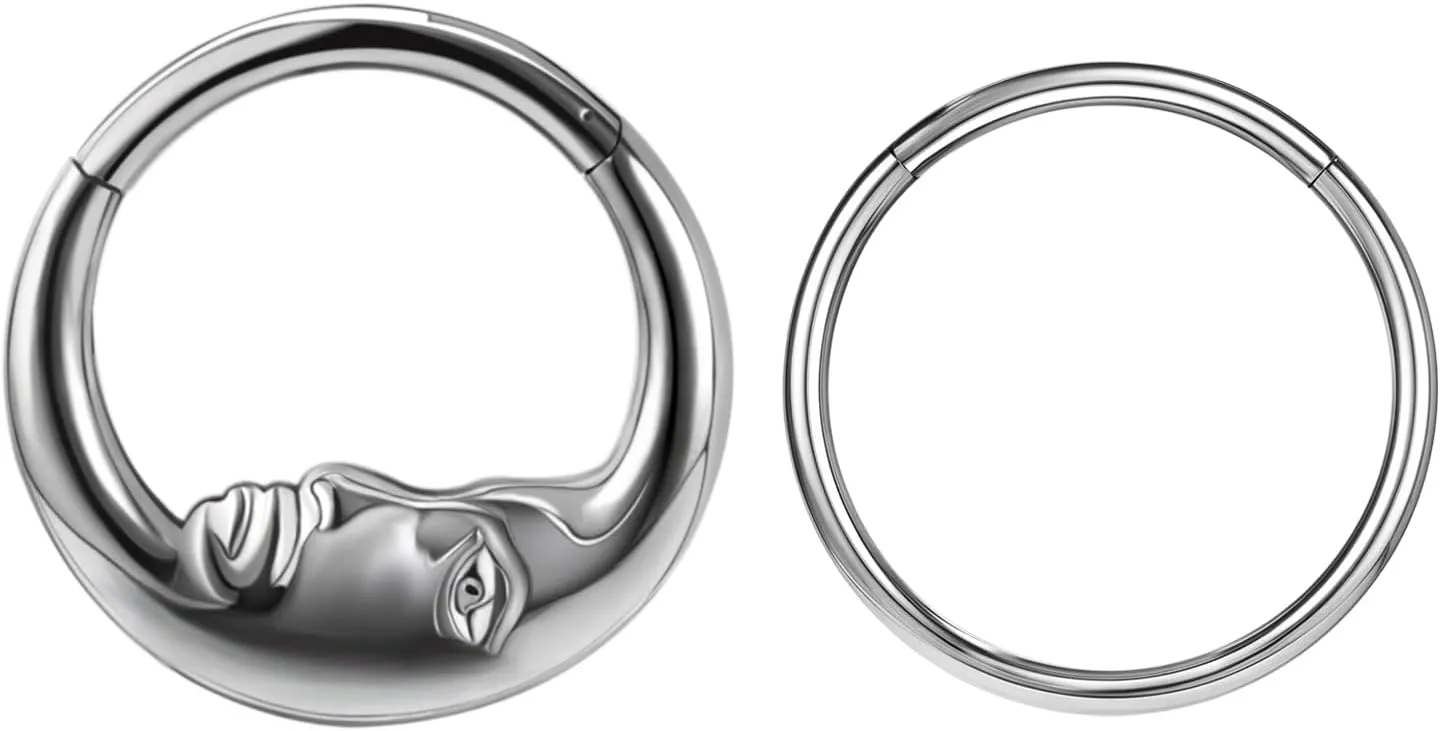 16G 8mm/10mm Nose Rings Hoops Surgical Steel Septum Rings Hoops Hinged Segment Nose Cartilage Clicker Hoop Earrings Piercing Rings for Piercing Rings for Women Men Gold Silver