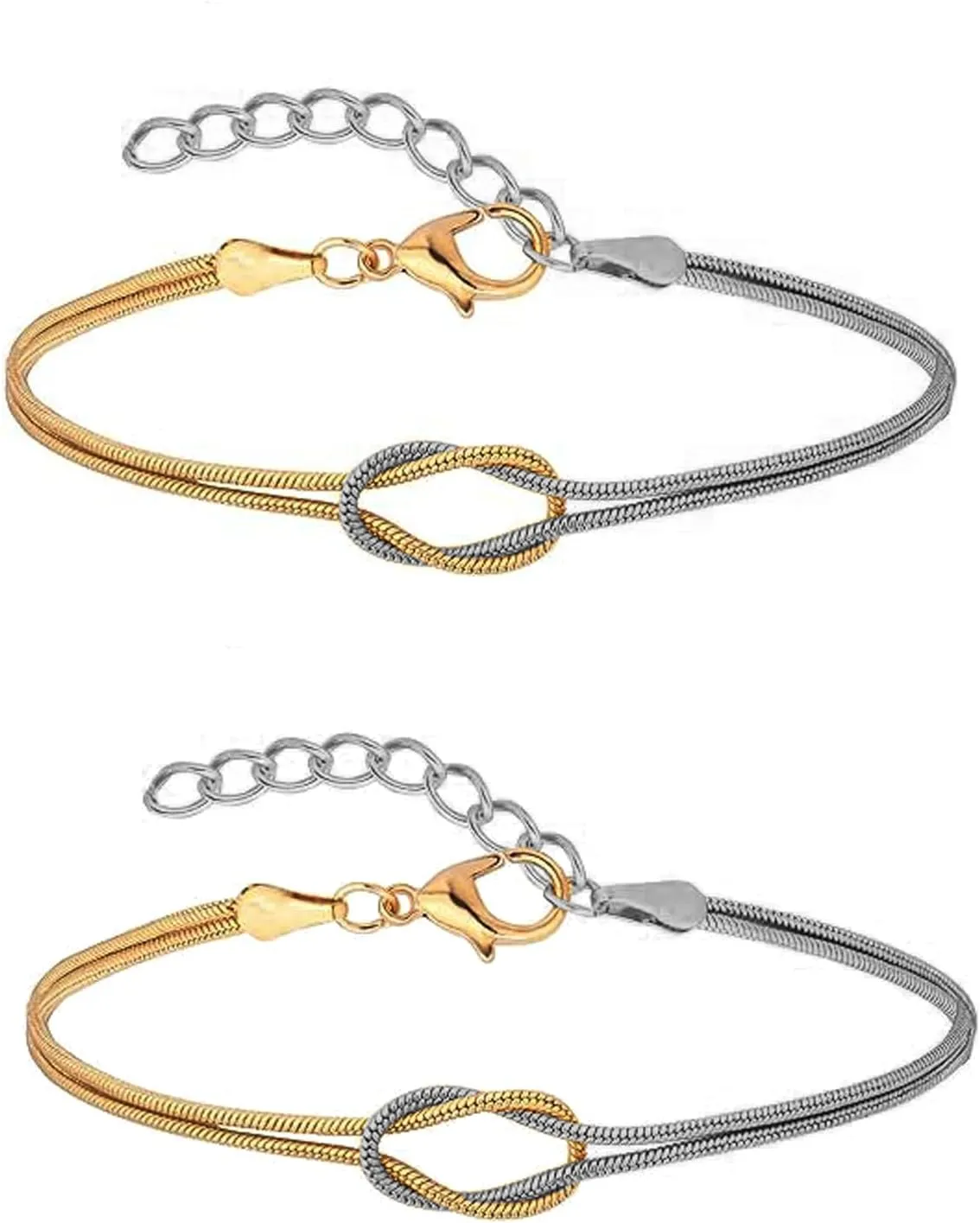 1Pair Love Knot Bracelet for Couples Women Gold Silver Knot Bracelet Mother Daughter Bond Knot Bracelet Friendship Forever Infinity Bracelets Best Friend Bracelet Chrismas Valentine Jewelry