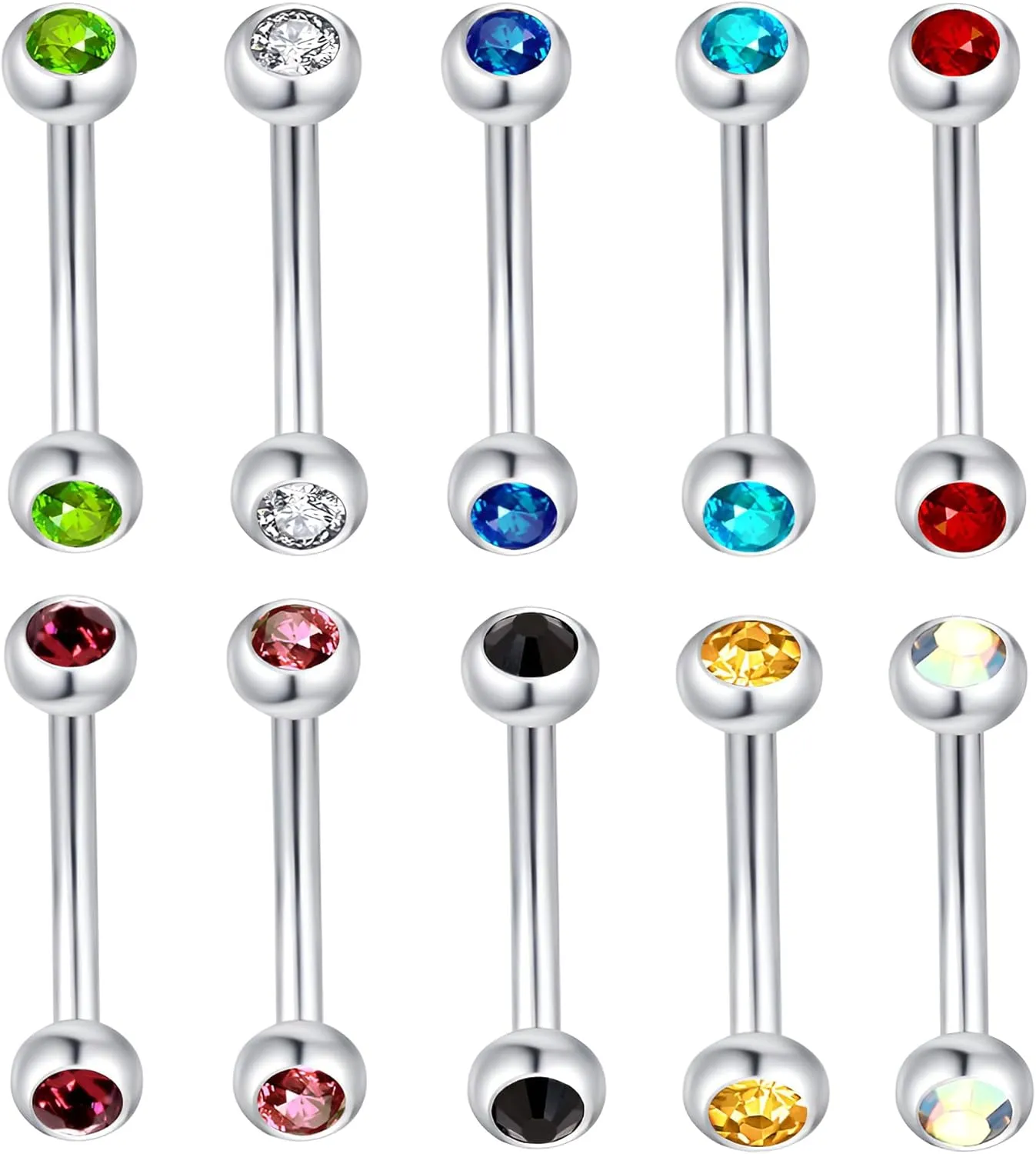 1PCS Sphere Inlay Red Zircon 1.2mm(16G) Navel Belly Studs Eyebrow Rings Lip Stud Ear Bone Nails Tongue Bars Hypoallergenic Long Body Piercing For Women Solid Titanium Steel Stainless Steel 8mm