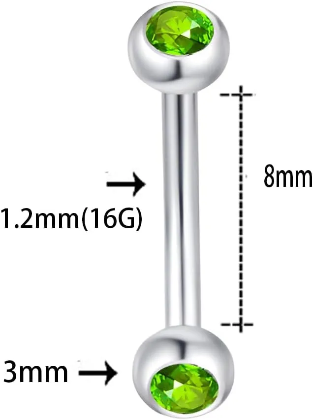 1PCS Sphere Inlay Red Zircon 1.2mm(16G) Navel Belly Studs Eyebrow Rings Lip Stud Ear Bone Nails Tongue Bars Hypoallergenic Long Body Piercing For Women Solid Titanium Steel Stainless Steel 8mm