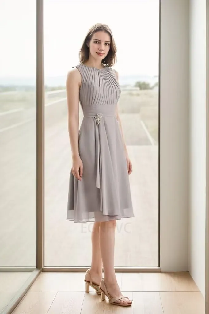 2 Pieces Mother of The Bride Dresses for Wedding Tea Length Chiffon Formal Evening Dresses with Jacket