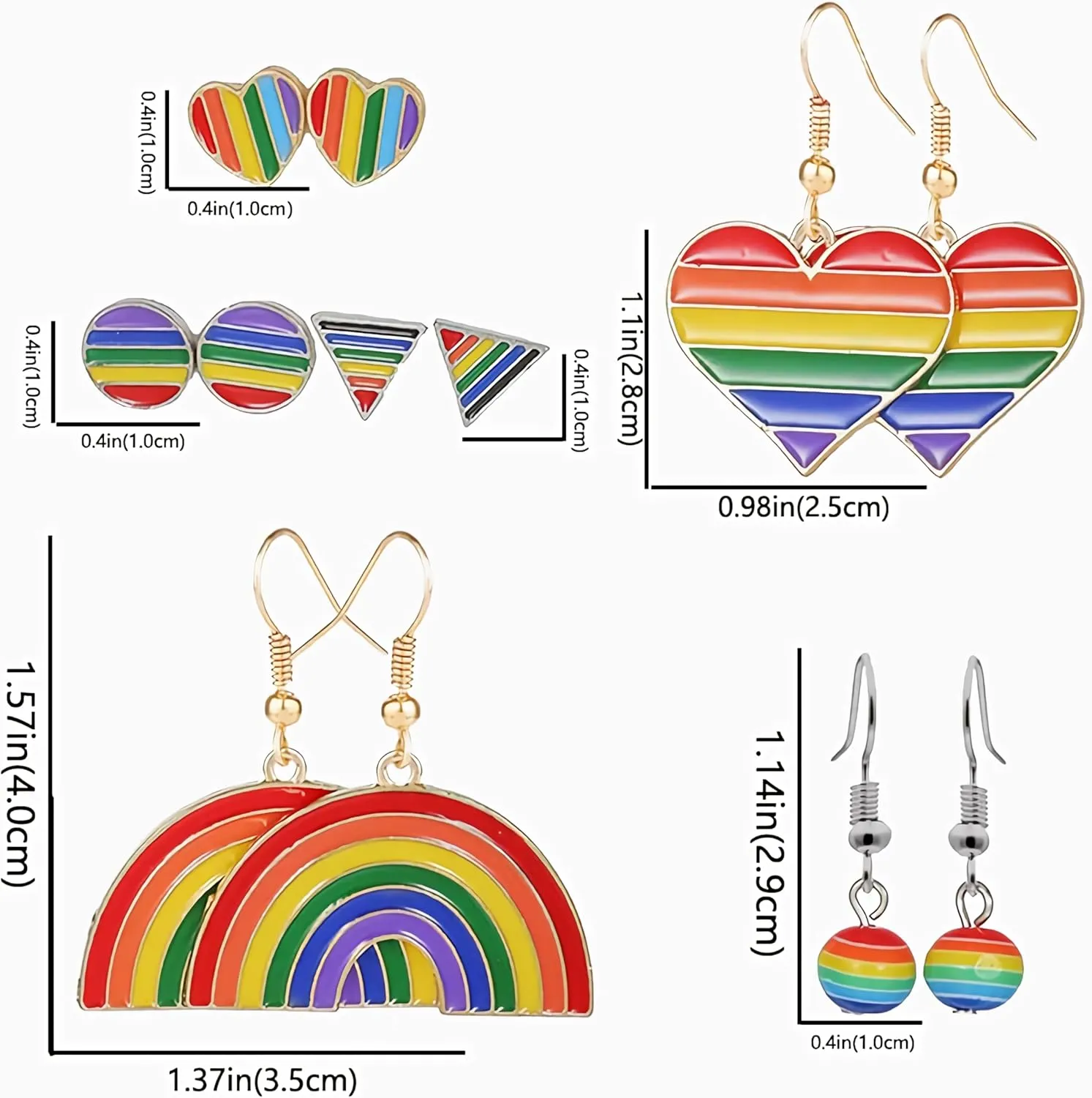 2025 Rainbow LGBT Pride Earring Set 6 pairs of alloy earring set Gay lesbian gifts bisexual gay Pride accessories holiday gifts