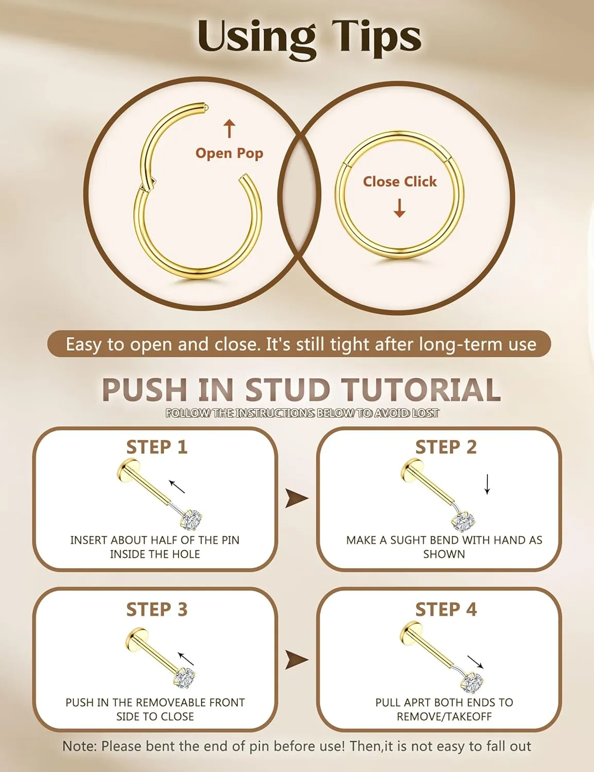 20G/18G Nose Rings Studs for Women Men - 14K Gold Filled Flat Back Nose Studs Nose Ring Hoops Hypoallergenic Surgical Steel Threadless Push in CZ Helix Tragus Conch Nostril Cartilage Piercing Jewelry