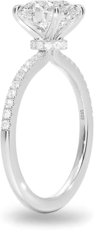 2CT Sterling Silver Engagement Rings AAAAA Cubic Zirconia CZ Wedding Promise Bands For Women Round Solitaire Simulated Diamond Silver/Gold Size 5-10