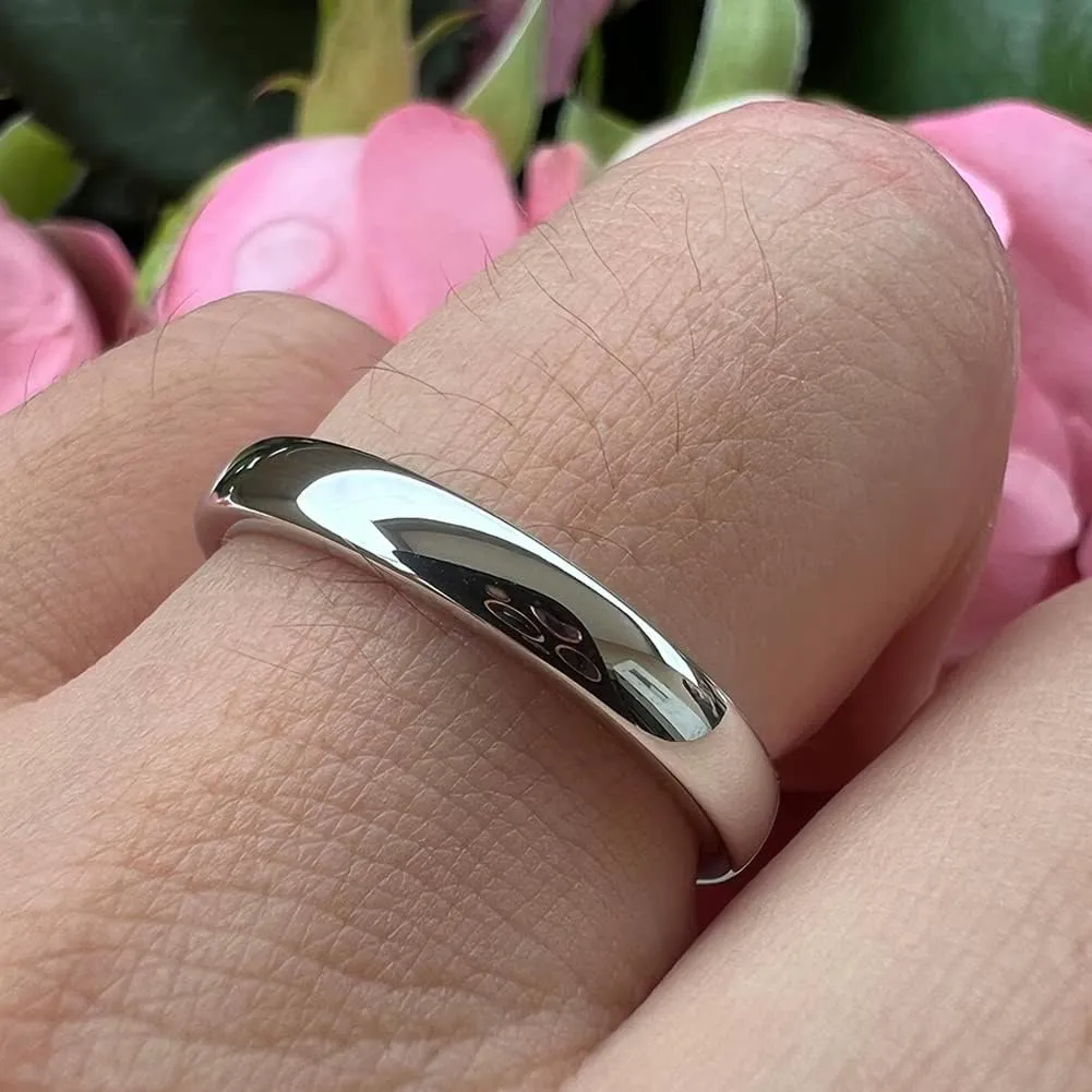 2mm 3mm 4mm 5mm 6mm 7mm 8mm 10mm White Tungsten Rings for Men Women Engagement Wedding Bands Domed Polished Shiny Comfort Fit