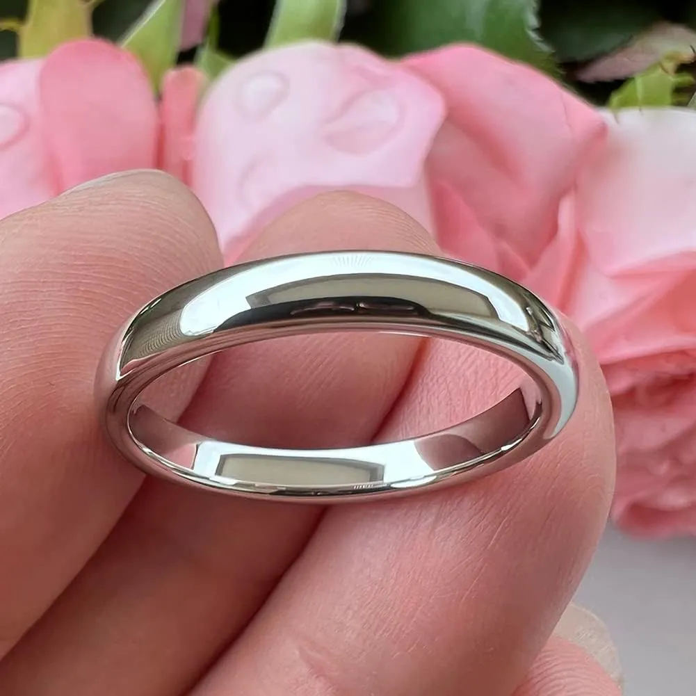 2mm 3mm 4mm 5mm 6mm 7mm 8mm 10mm White Tungsten Rings for Men Women Engagement Wedding Bands Domed Polished Shiny Comfort Fit