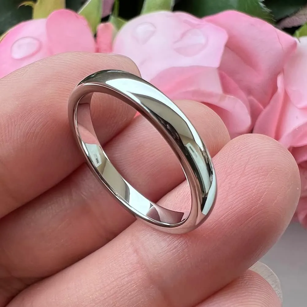 2mm 3mm 4mm 5mm 6mm 7mm 8mm 10mm White Tungsten Rings for Men Women Engagement Wedding Bands Domed Polished Shiny Comfort Fit
