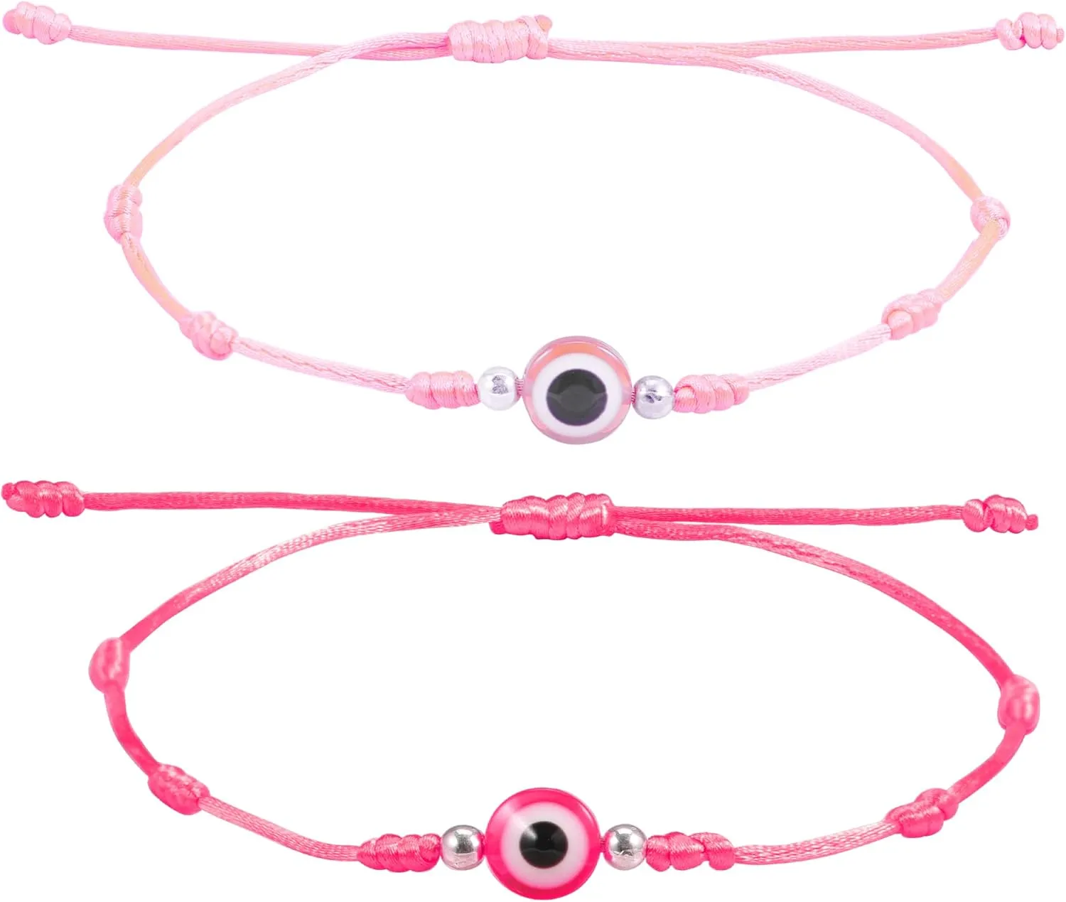 2Pcs Evil Eye Braided Bracelets for Couple, Handmade Friendship Bracelet Colorful Wax String Adjustable Waterproof Good Luck for Women Men Birthday Gifts