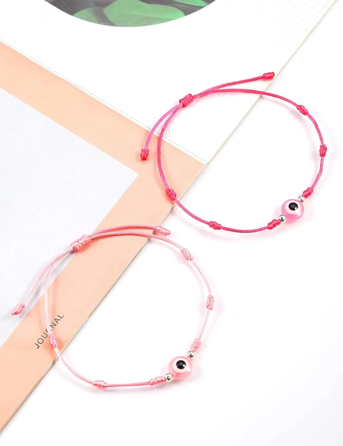 2Pcs Evil Eye Braided Bracelets for Couple, Handmade Friendship Bracelet Colorful Wax String Adjustable Waterproof Good Luck for Women Men Birthday Gifts