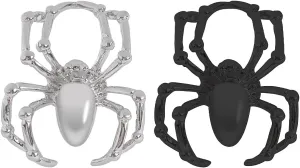 2Pcs Punk Spider Band Rings Sets,Vintage Animal Spider Finger Rings,Couple Silver Black Insect Spider Open Rings Jewelry for Women Men Halloween Gifts