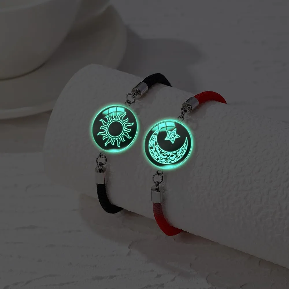 2pcs Sun and Stars Moon Couples Bracelets Pinky Promise Friendship Bracelets Set Gift for Valentine's Day Bracelet for Partners
