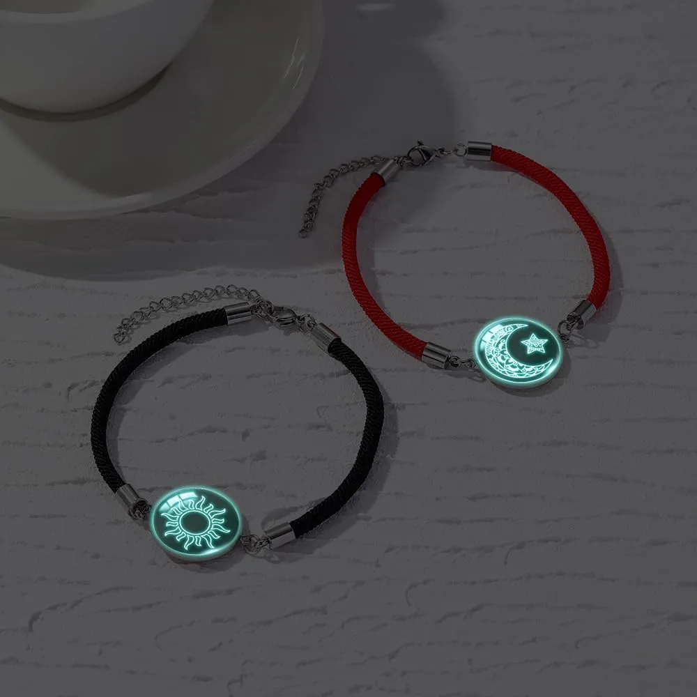 2pcs Sun and Stars Moon Couples Bracelets Pinky Promise Friendship Bracelets Set Gift for Valentine's Day Bracelet for Partners