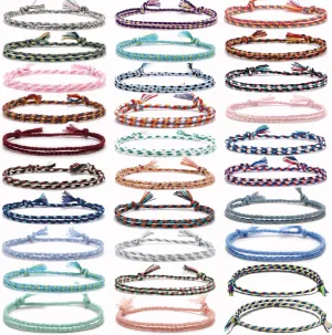 30 PCS Handmade Friendship Braided Bracelet for Women Woven Wrap Friendship Bracelets Colorful Wrist Cord Adjustable Birthday Gifts-Party Favors