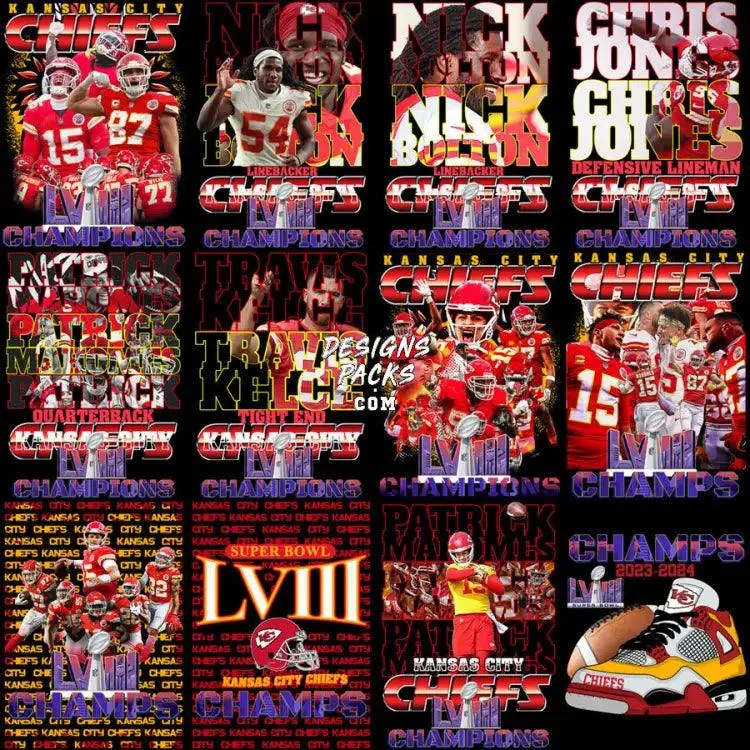 35 Football Kansas City Chiefs Superbowl Champions 2024 Designs Bundle PNG