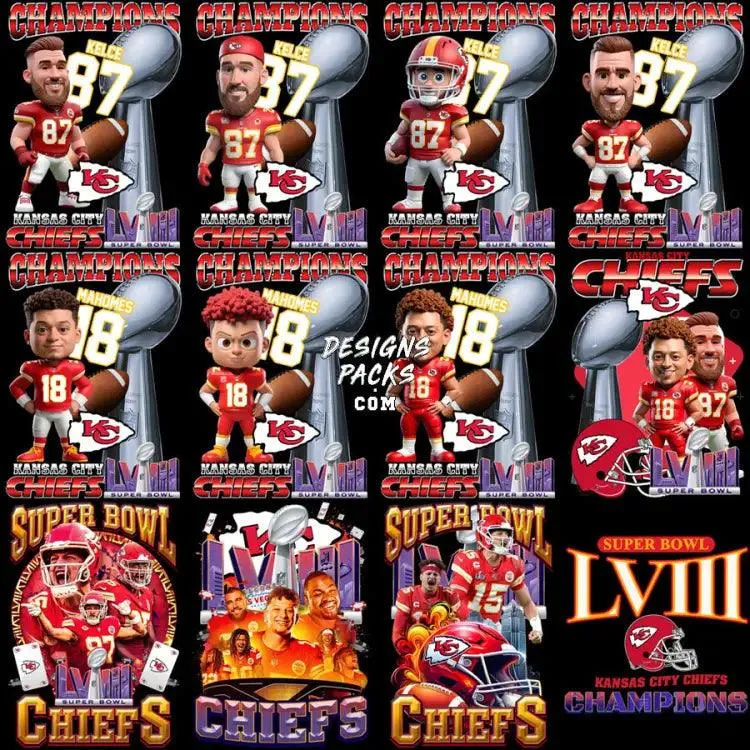 35 Football Kansas City Chiefs Superbowl Champions 2024 Designs Bundle PNG
