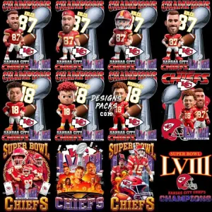 35 Football Kansas City Chiefs Superbowl Champions 2024 Designs Bundle PNG