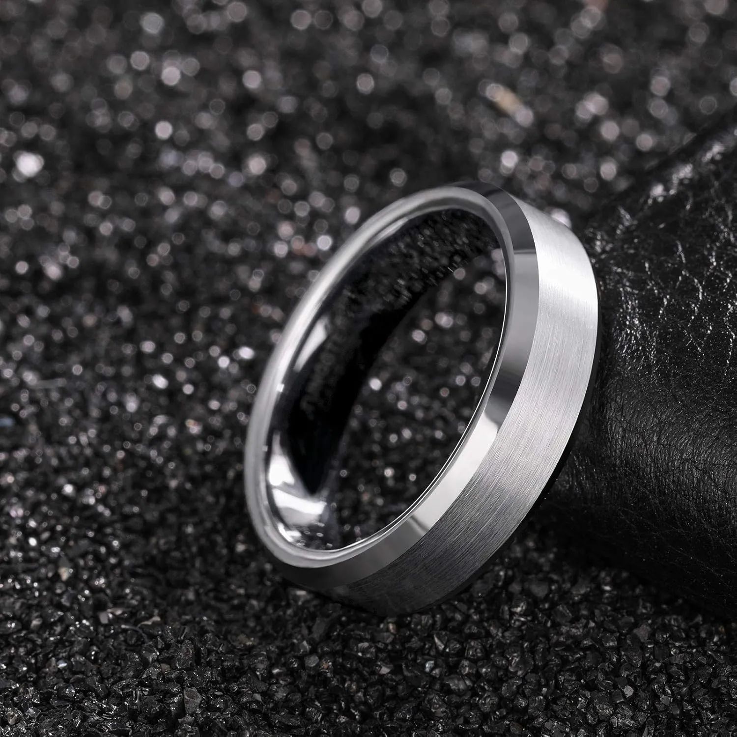 3mm 4mm 6mm 8mm Black/Silver/Rose Gold Tungsten Rings for Women Men Wedding Band Engagement Ring Comfort Fit Beveled Edges Size 4-15