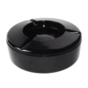 5 3/4 Inch Black Melamine Windproof Ashtray 6PK