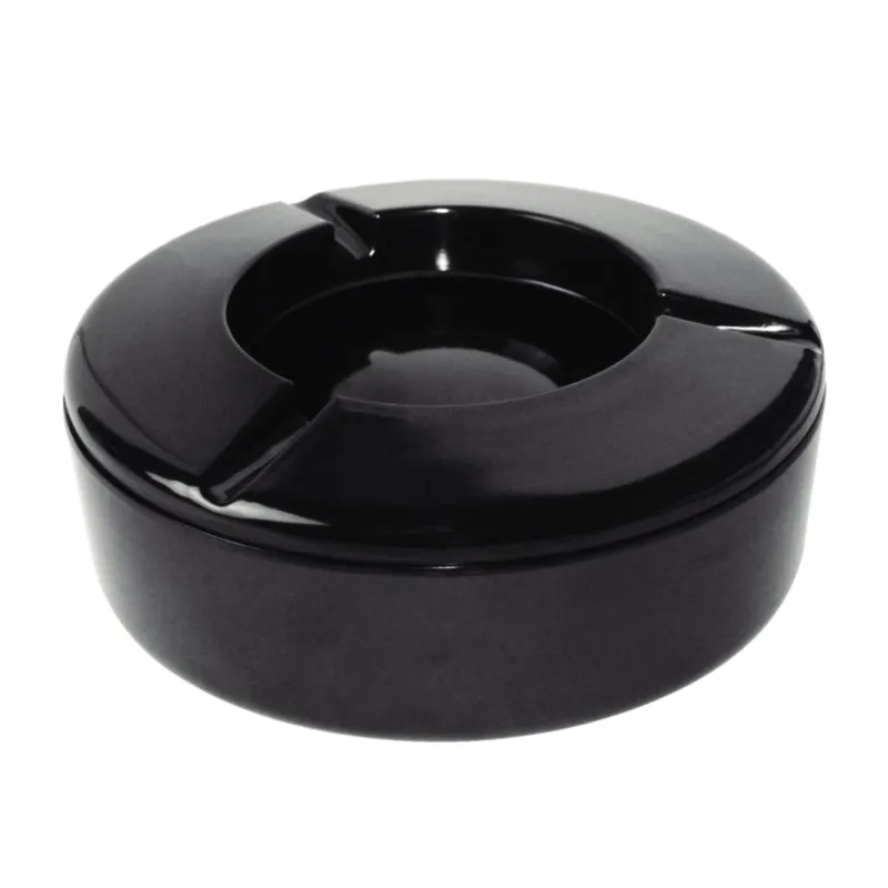 5 3/4 Inch Black Melamine Windproof Ashtray 6PK