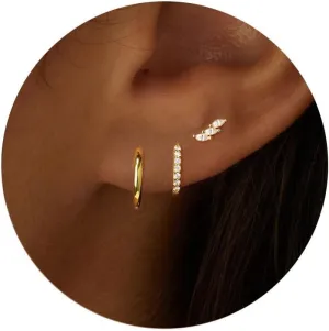 5Pairs Gold Hoop Earrings for Women, Dainty 14K Gold Plated Huggie Hoop Earrings for Women Lightweight Cartilage Earrings Set for Multiple Piercing Cartilage Hoop Earrings Stack Trendy Jewelry (8mm 9mm 10mm 11mm 12mm)