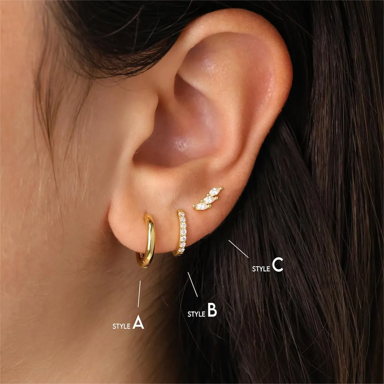 5Pairs Gold Hoop Earrings for Women, Dainty 14K Gold Plated Huggie Hoop Earrings for Women Lightweight Cartilage Earrings Set for Multiple Piercing Cartilage Hoop Earrings Stack Trendy Jewelry (8mm 9mm 10mm 11mm 12mm)