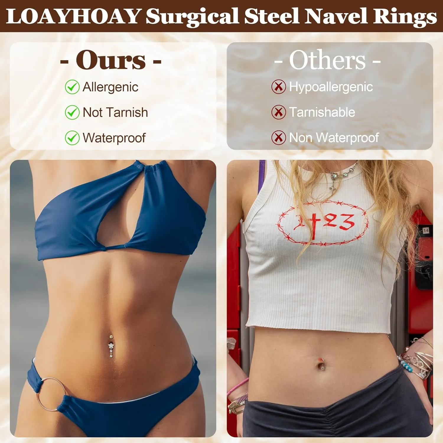 5Pcs 14G Surgical Steel Dangle Belly Button Rings for Women Dangling Belly Rings CZ Navel Rings Hypoallergenic Heart Flower Butterfly Teardrop Navel Piercing Jewelry 10/14mm