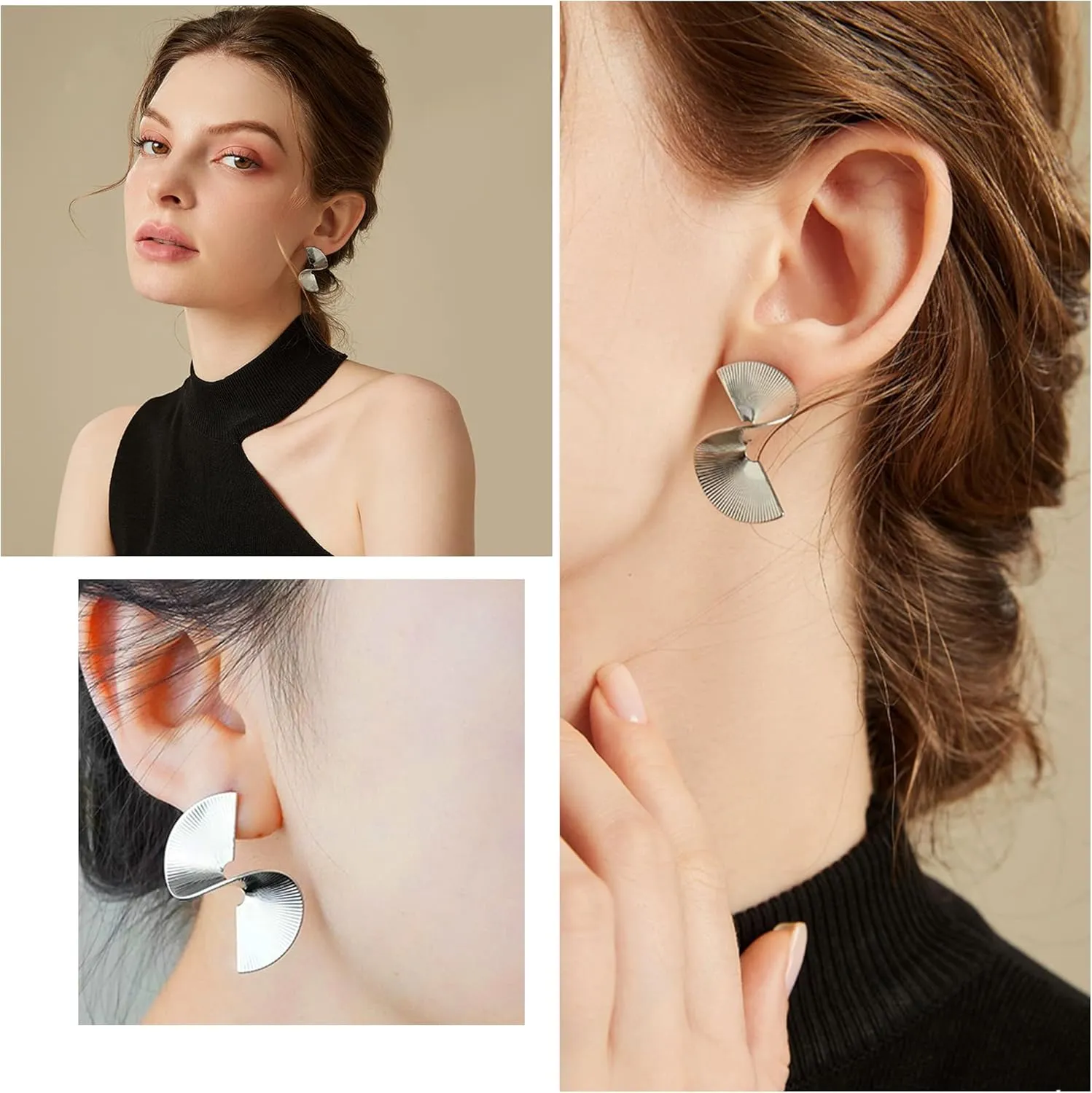 6 Pairs Bmadge Statement Earrings Set for Women, Large Silver Gold Geometric Earrings Hypoallergenic Dangle Earring Jewelry Gifts