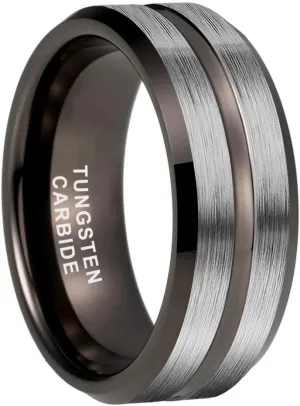 6mm 8mm Silver/Black/Blue/Gunmetal/Gold/Rose Gold Tungsten Rings for Men Women Fashion Engagement Wedding Bands Matte Finish Beveled Edges Comfort Fit