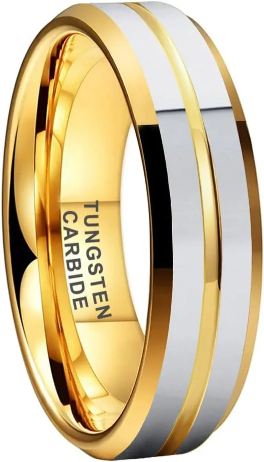 6mm 8mm Silver/Black/Blue/Gunmetal/Gold/Rose Gold Tungsten Rings for Men Women Fashion Engagement Wedding Bands Matte Finish Beveled Edges Comfort Fit