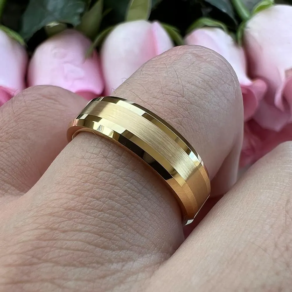 6mm 8mm Silver/Black/Gunmetal/Gold Tungsten Rings for Men Women Fashion Jewelry Engagement Wedding Bands Matte Polished Shiny Beveled Edges Comfort Fit