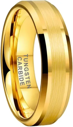 6mm 8mm Silver/Black/Gunmetal/Gold Tungsten Rings for Men Women Fashion Jewelry Engagement Wedding Bands Matte Polished Shiny Beveled Edges Comfort Fit