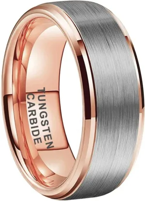 6mm 8mm Tungsten Rings for Men Women Fashion Engagement Wedding Bands Brushed Finish Stepped Beveled Edges Comfort Fit