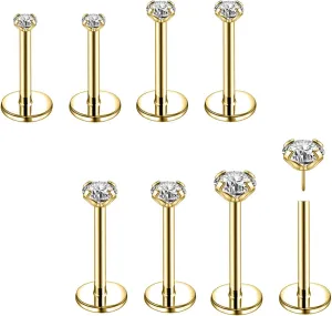 8Pcs 20G 18G Threadless Push in Nose Stud Rings for Women Men Stainless Steel Nose Studs Nostril Piercing Jewelry CZ Nose Rings Studs 1.5MM 2MM 2.5MM 3MM Black Silver Gold