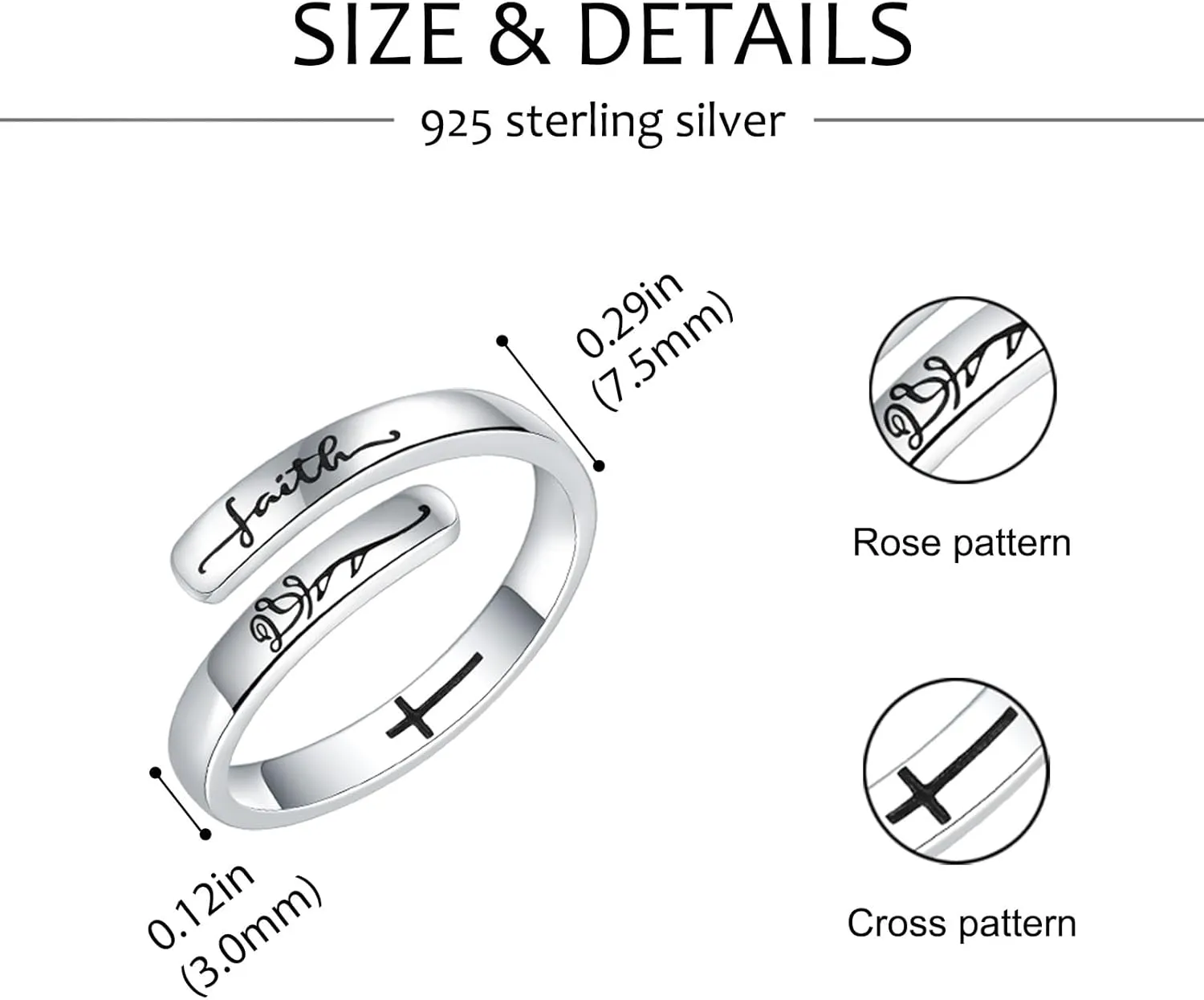 925 Sterling Silver Inspirational Rings for Women Hope Rings Encouragement Jewelry
