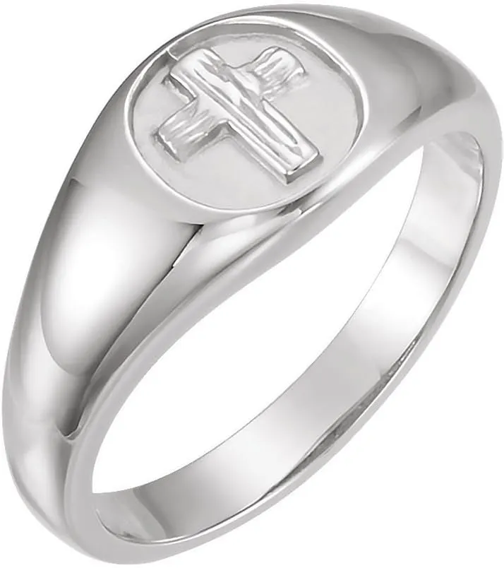 925 Sterling Silver Size 9 Polished The Rugged Religious Faith Cross Chastity Ring - Jewelry Gift for Mom