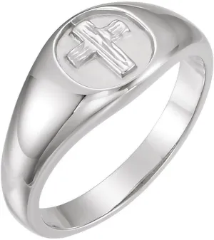 925 Sterling Silver Size 9 Polished The Rugged Religious Faith Cross Chastity Ring - Jewelry Gift for Mom