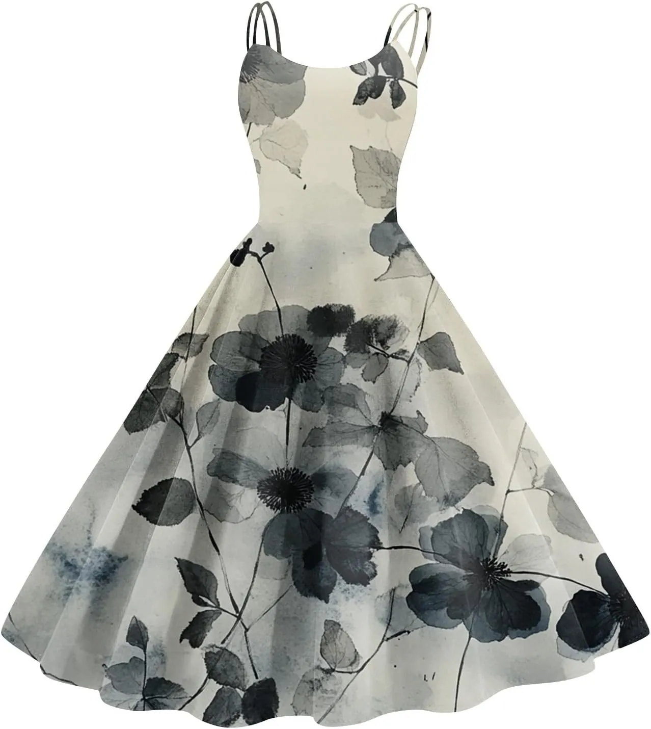 ADHOWBEW Spring Dresses for Women 2025 Trendy Round Neck Sexy Casual Vacation Flowy Plus Size Sleeveless Outfits