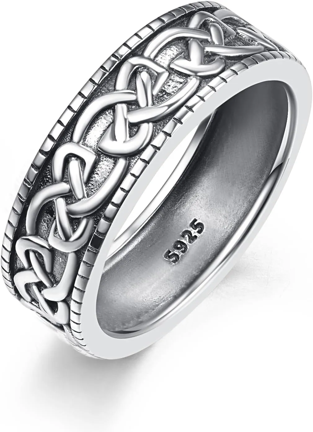 ADMETUS Celtic Knot Ring Sterling Silver Irish Wedding Band Jewelry Gifts for Men Rings Size 10